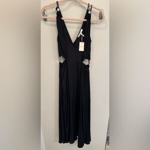Maje black satin dress NWT